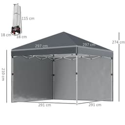 image-3 x 3 (M) Pop Up Gazebo Event Shelter with 2 Sidewalls, Weight Bags, Dark Grey