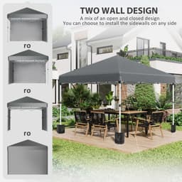 image-3 x 3 (M) Pop Up Gazebo Event Shelter with 2 Sidewalls, Weight Bags, Dark Grey