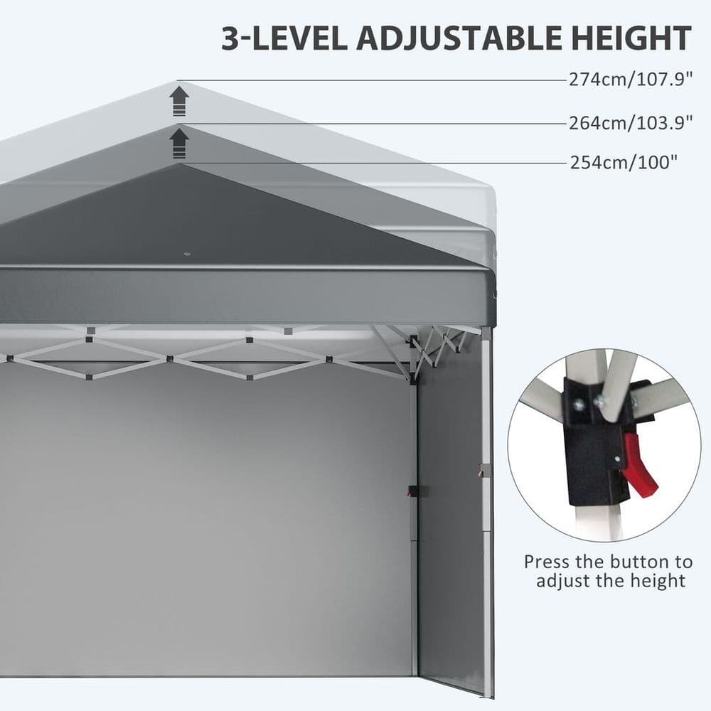 image-3 x 3 (M) Pop Up Gazebo Event Shelter with 2 Sidewalls, Weight Bags, Dark Grey