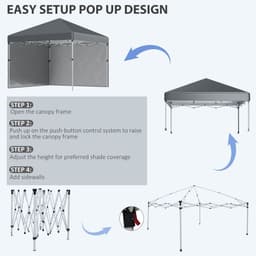 image-3 x 3 (M) Pop Up Gazebo Event Shelter with 2 Sidewalls, Weight Bags, Dark Grey