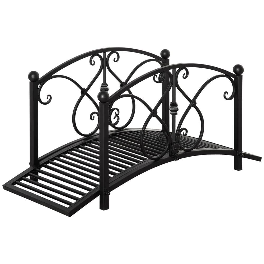 image-Decorative Garden Bridge Classic Footbridge w/ Safety Rails for Creek Stream