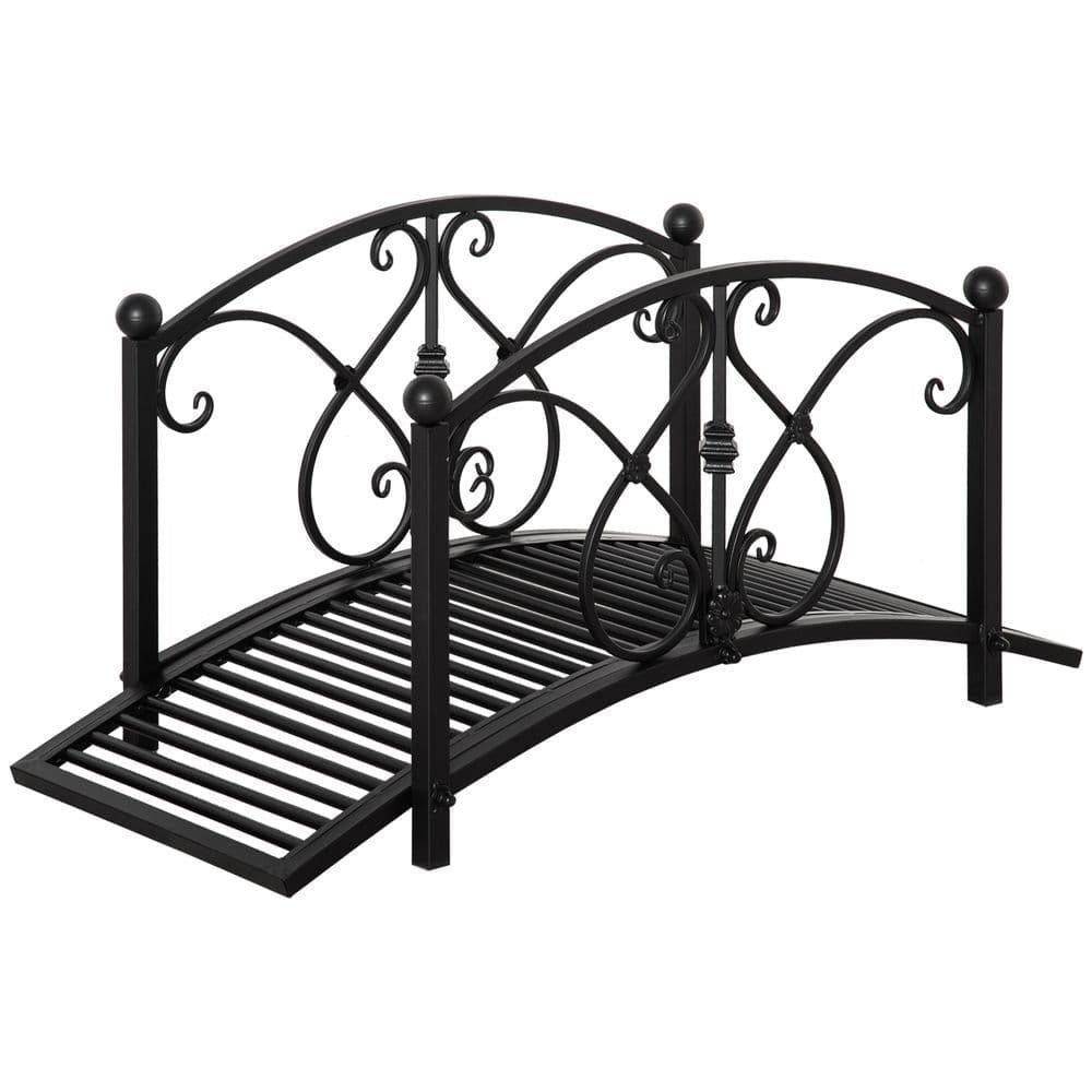 image-Decorative Garden Bridge Classic Footbridge w/ Safety Rails for Creek Stream