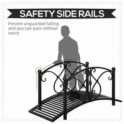 image-Decorative Garden Bridge Classic Footbridge w/ Safety Rails for Creek Stream