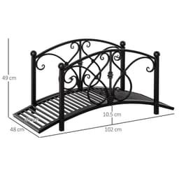 image-Decorative Garden Bridge Classic Footbridge w/ Safety Rails for Creek Stream