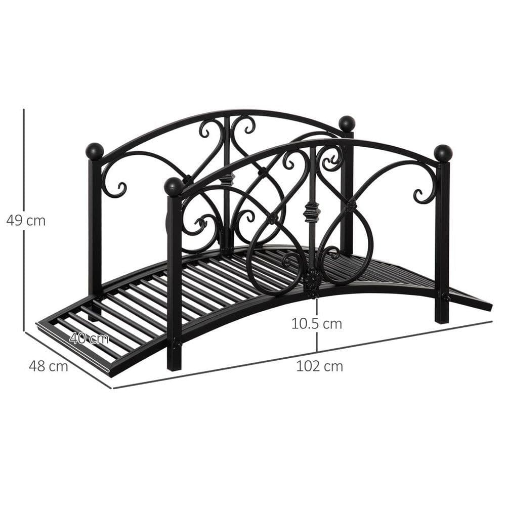 image-Decorative Garden Bridge Classic Footbridge w/ Safety Rails for Creek Stream