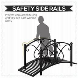 image-Decorative Garden Bridge Classic Footbridge w/ Safety Rails for Creek Stream