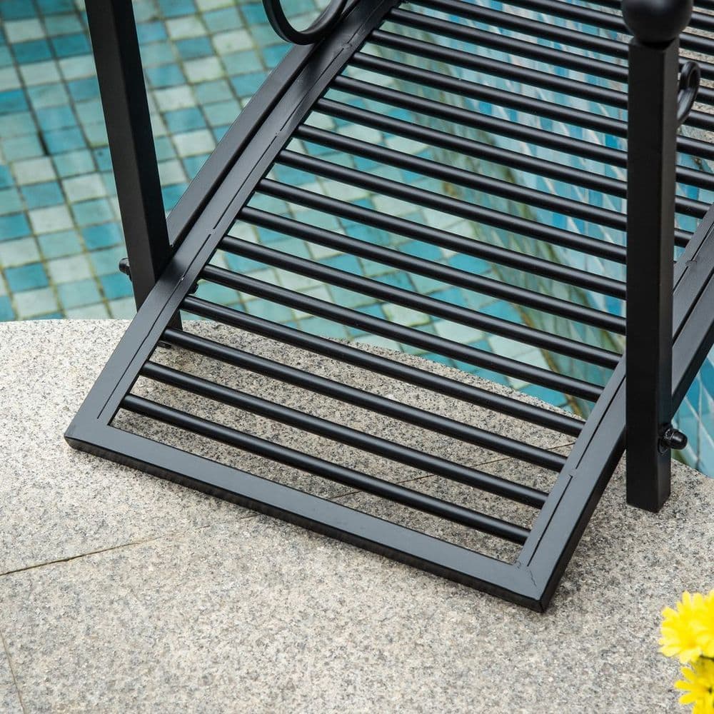 image-Decorative Garden Bridge Classic Footbridge w/ Safety Rails for Creek Stream