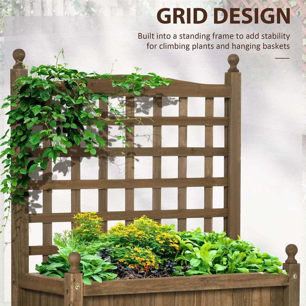 image-Garden Planters with Trellis for Climbing Vines Indoor Outdoor Brown