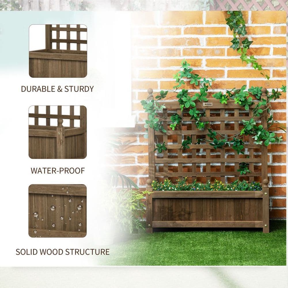 image-Garden Planters with Trellis for Climbing Vines Indoor Outdoor Brown