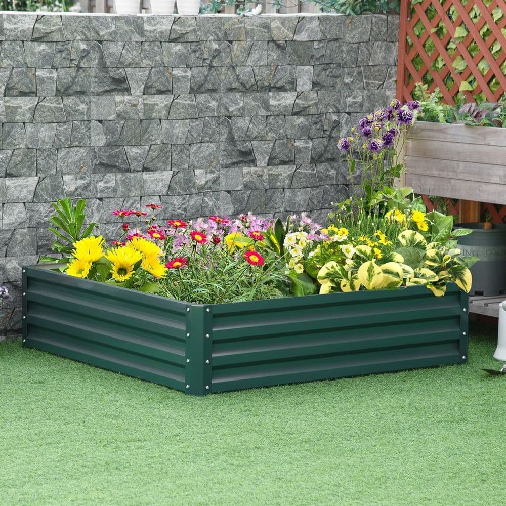 image-Raised Garden Bed Gardner Frame Outdoor Planter Kit Flower Vegetables Green