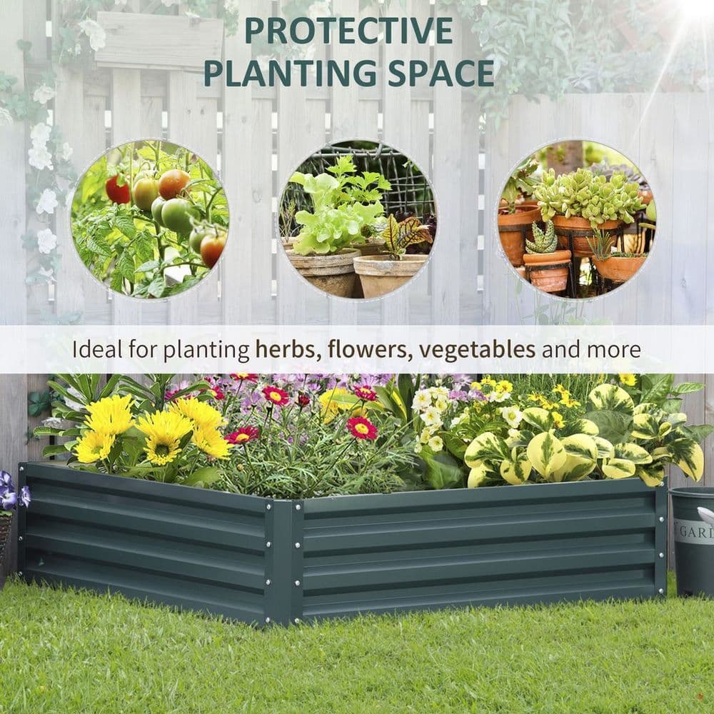 image-Raised Garden Bed Gardner Frame Outdoor Planter Kit Flower Vegetables Green