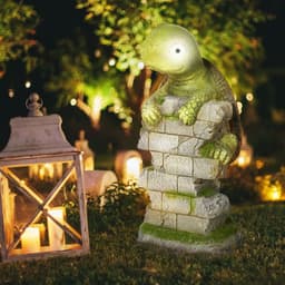 image-Vivid Tortoise Sculpture Garden�Statue with Solar LED Light Outdoor Ornament