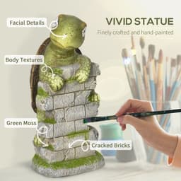 image-Vivid Tortoise Sculpture Garden�Statue with Solar LED Light Outdoor Ornament
