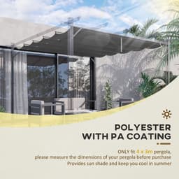 image-Pergola Shade Cover for 3 x 3m Pergola, Replacement Canopy Fabric Only, Grey