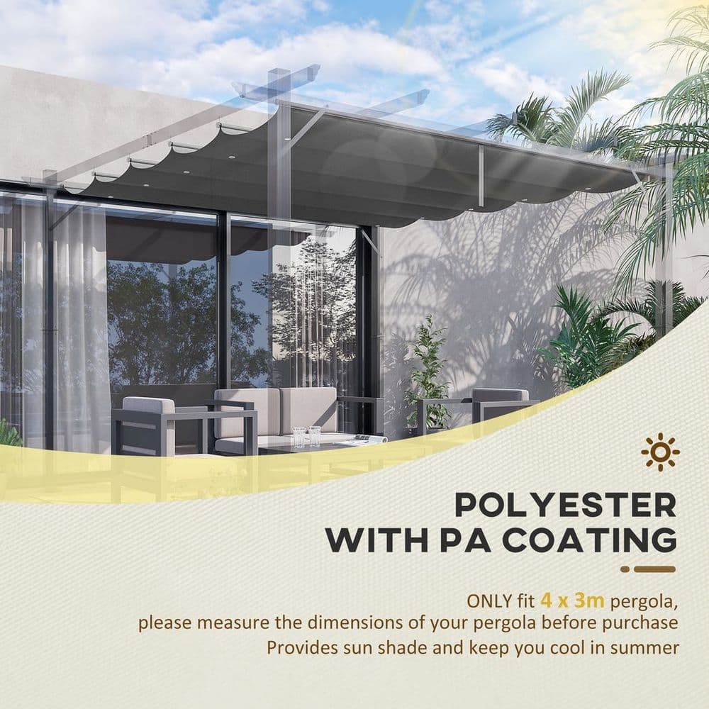 image-Pergola Shade Cover for 3 x 3m Pergola, Replacement Canopy Fabric Only, Grey