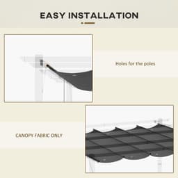 image-Pergola Shade Cover for 3 x 3m Pergola, Replacement Canopy Fabric Only, Grey