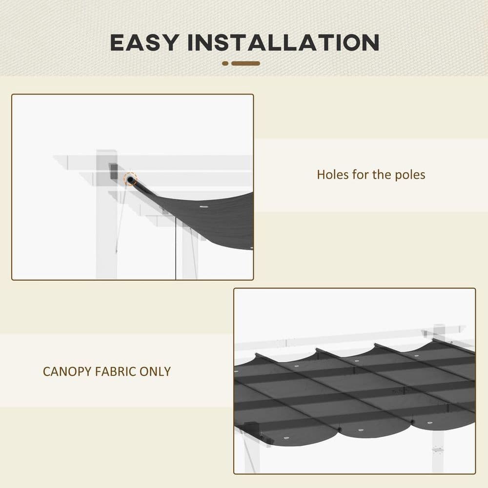 image-Pergola Shade Cover for 3 x 3m Pergola, Replacement Canopy Fabric Only, Grey