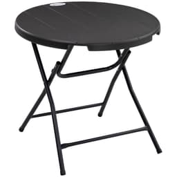 image-Foldable Garden Table for 4, Round Outdoor Dining Table with Steel Frame
