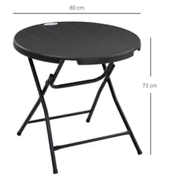image-Foldable Garden Table for 4, Round Outdoor Dining Table with Steel Frame