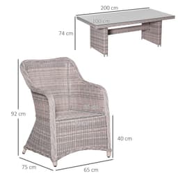 image-7 PCS Patio PE Rattan Wicker Dining Table Set Furniture w/ Tempered Glass