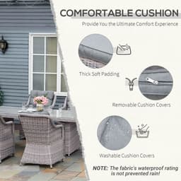 image-7 PCS Patio PE Rattan Wicker Dining Table Set Furniture w/ Tempered Glass