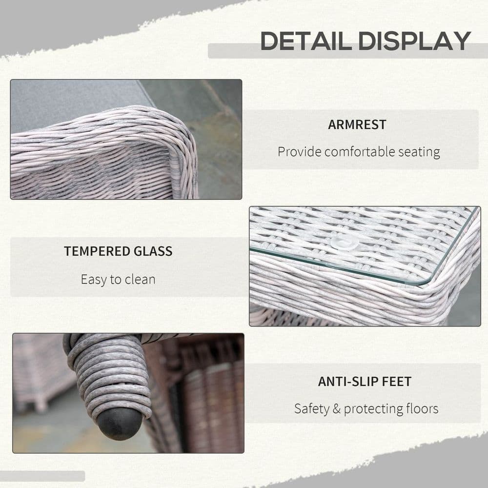 image-7 PCS Patio PE Rattan Wicker Dining Table Set Furniture w/ Tempered Glass