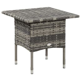 image-PE Rattan Outdoor Coffee Table, Rattan Side Table for Patio, Garden, Mixed Grey
