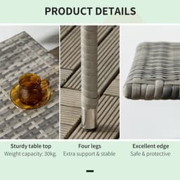 image-PE Rattan Outdoor Coffee Table, Rattan Side Table for Patio, Garden, Mixed Grey