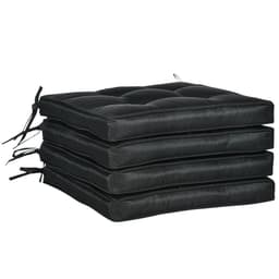 image-40 x 40cm Garden Seat Cushion with Ties Replacement Dining Chair Seat Pad, Black