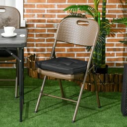 image-40 x 40cm Garden Seat Cushion with Ties Replacement Dining Chair Seat Pad, Black