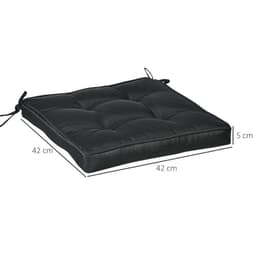 image-40 x 40cm Garden Seat Cushion with Ties Replacement Dining Chair Seat Pad, Black