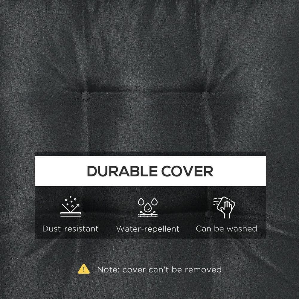 image-40 x 40cm Garden Seat Cushion with Ties Replacement Dining Chair Seat Pad, Black