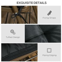image-40 x 40cm Garden Seat Cushion with Ties Replacement Dining Chair Seat Pad, Black