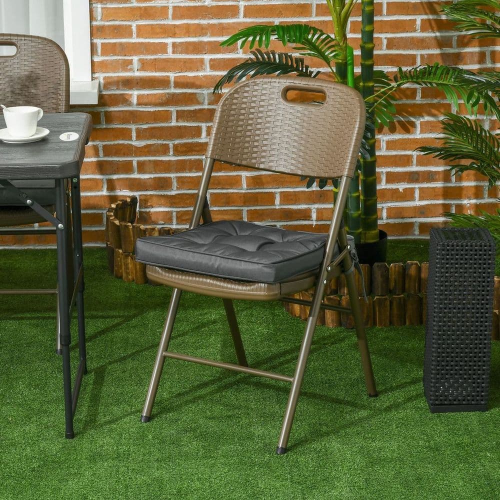 image-40 x 40cm Garden Seat Cushion with Ties Replacement Dining Chair Seat Pad, Grey