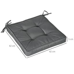 image-40 x 40cm Garden Seat Cushion with Ties Replacement Dining Chair Seat Pad, Grey