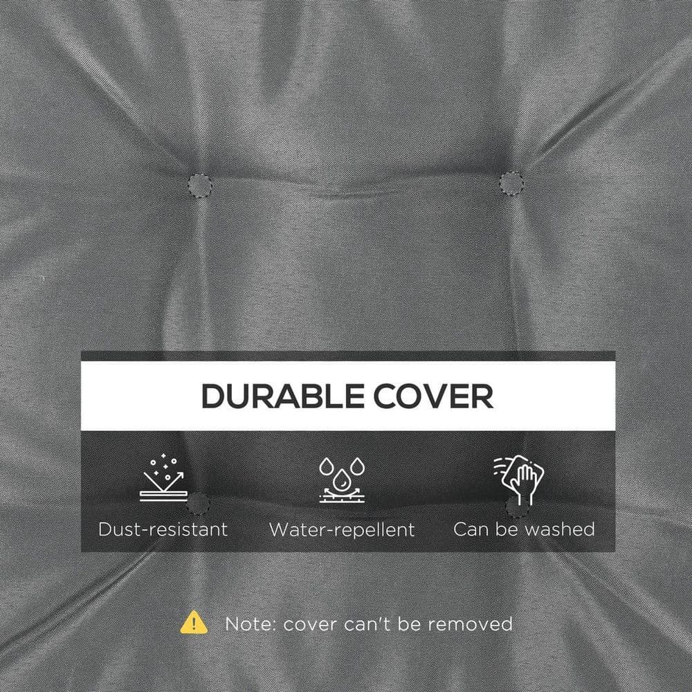 image-40 x 40cm Garden Seat Cushion with Ties Replacement Dining Chair Seat Pad, Grey