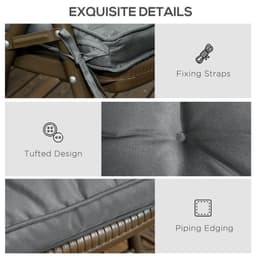 image-40 x 40cm Garden Seat Cushion with Ties Replacement Dining Chair Seat Pad, Grey