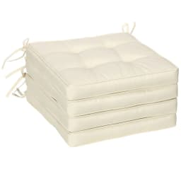 image-40 x 40cm Garden Seat Cushion with Ties Replacement Dining Chair Seat Pad, Cream