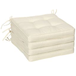 image-40 x 40cm Garden Seat Cushion with Ties Replacement Dining Chair Seat Pad, Cream