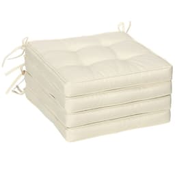 image-40 x 40cm Garden Seat Cushion with Ties Replacement Dining Chair Seat Pad, Cream