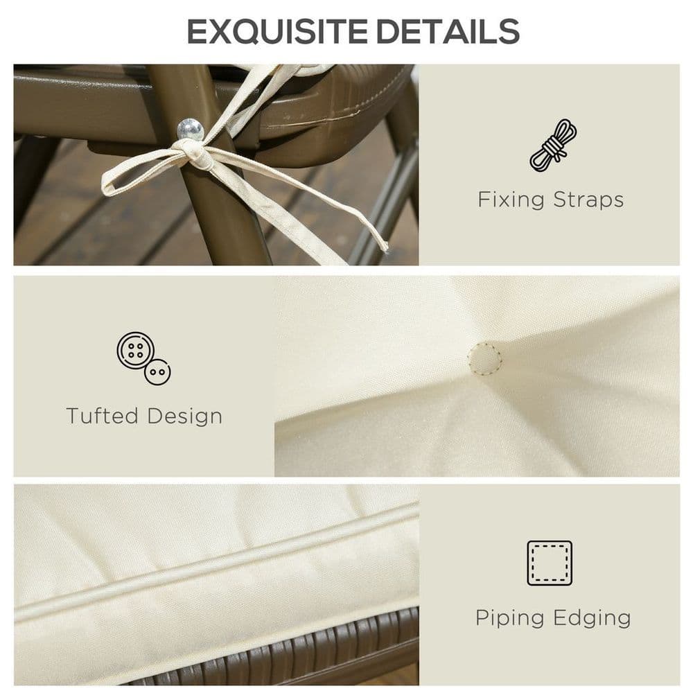 image-40 x 40cm Garden Seat Cushion with Ties Replacement Dining Chair Seat Pad, Cream