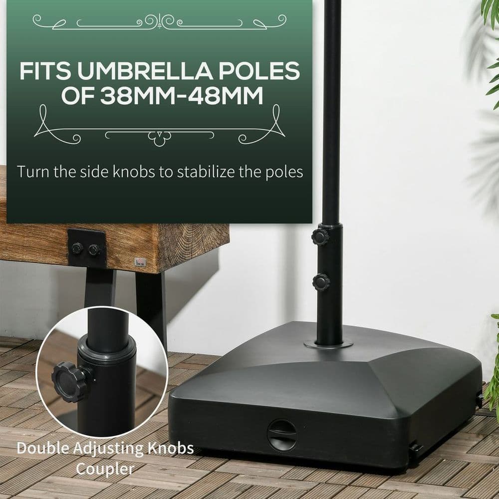 image-Garden Parasol Base Outdoor Market Umbrella Stand 43kg Water or 60kg Sand Filled