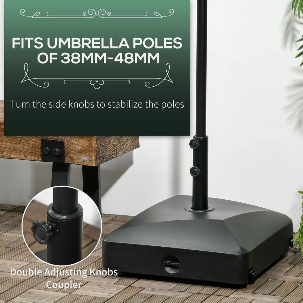 image-Garden Parasol Base Outdoor Market Umbrella Stand 43kg Water or 60kg Sand Filled