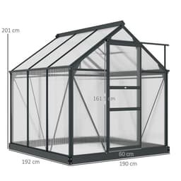 image-Polycarbonate Walk-In Garden Greenhouse Aluminium Frame w/ Slide Door 6 x 6ft