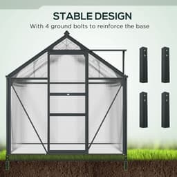 image-Polycarbonate Walk-In Garden Greenhouse Aluminium Frame w/ Slide Door 6 x 6ft