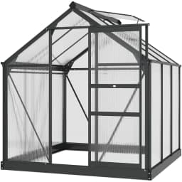 image-Polycarbonate Walk-In Garden Greenhouse Aluminium Frame w/ Slide Door 6 x 6ft