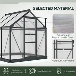 image-Polycarbonate Walk-In Garden Greenhouse Aluminium Frame w/ Slide Door 6 x 6ft