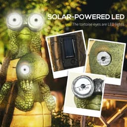 image-Vivid 2 Tortoises Sculpture Garden Statue with Solar LED Light Outdoor Ornament