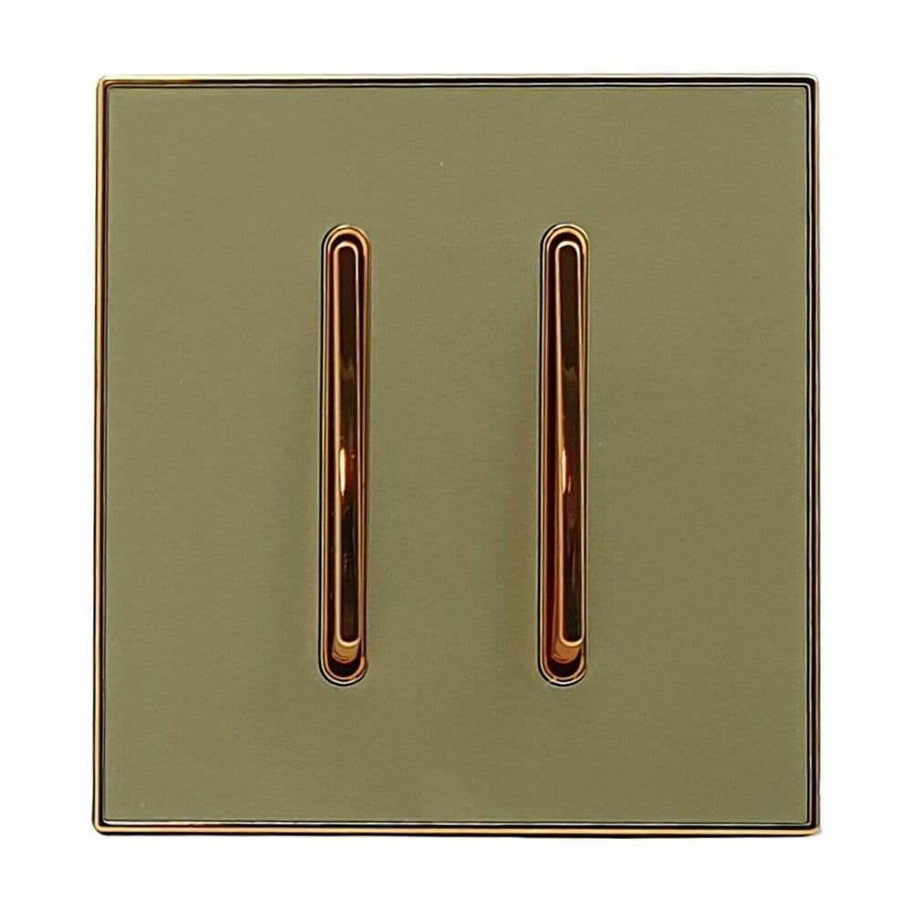 image-LEDSone industrial vintage Screw less Wall Light Gold Glossy 2 Gang Switch~2635