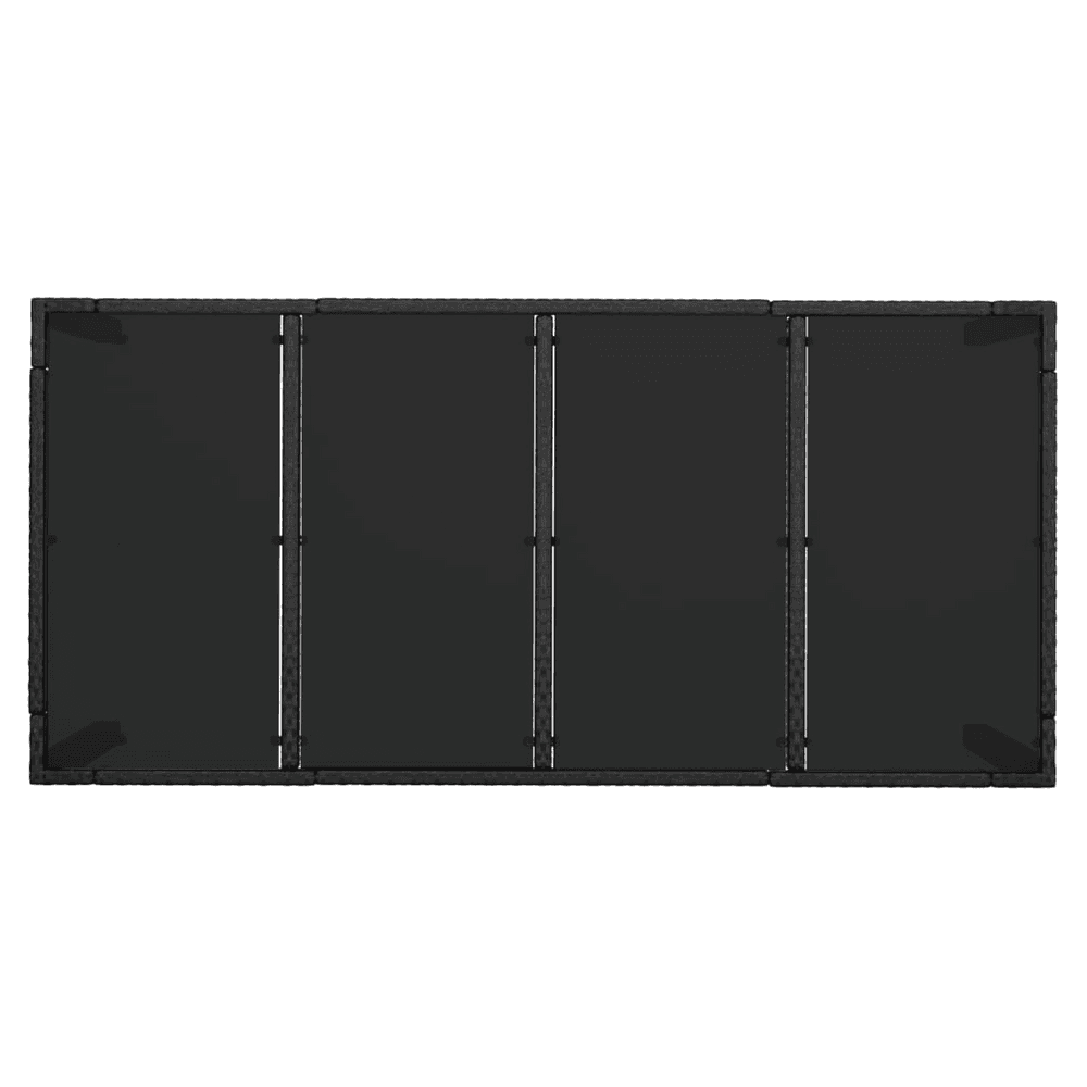 image-Garden Table with Glass Top Black 190x90x75 cm Poly Rattan